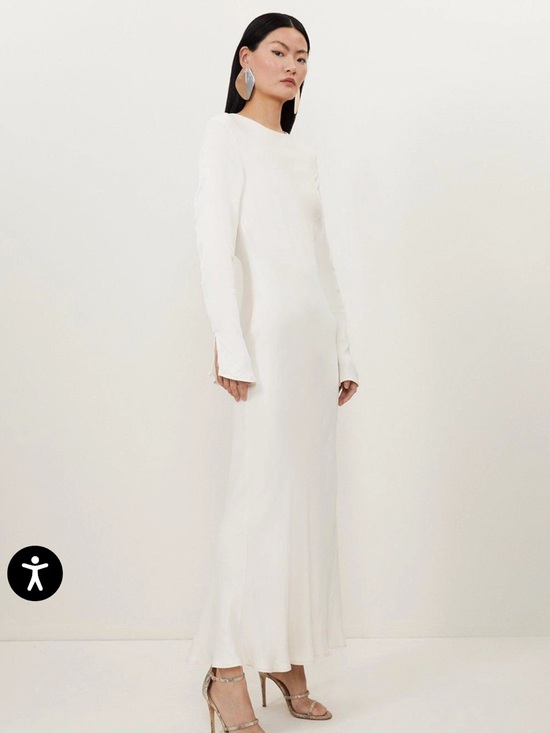 Karen Millen Dresses & Skirts - Karen Millen Viscose Satin Woven Long Sleeve Maxi Dress - Ivory